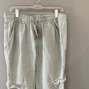 C&C California Womens Sage Green‎ Linen Blend Cargo Jogger Pants Size M Bohemian thumbnail 2
