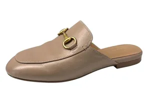 QUINCE | 5 | Italian Leather Horsebit Loafer Mule Nude Tan Luxury Buckle Flats thumbnail 1