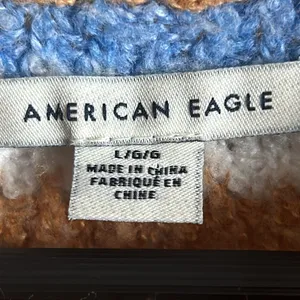 American Eagle Oversized Drop Shoulder Striped Fuzzy Cozy Knit Sweater thumbnail 7