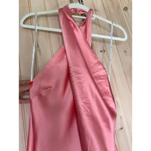 Lulus Peach Satin Halter Neck Mini Dress Party Cocktail Wedding Night Out Small thumbnail 3