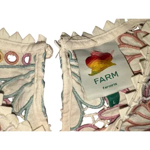 FARM RIO Beige Flower Embroidery Short Sleeve Blouse Size Large MSRP $248 SOO thumbnail 8