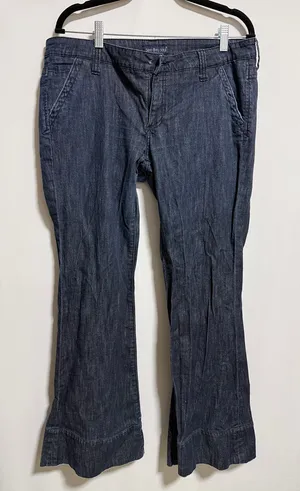 See‎ Thru Soul Dark Wash Flare Leg Jeans Size 32 Blue Denim Flap Pocket Boho Y2K thumbnail 1