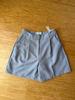 Abercrombie Ultra High Rise Tailored Pleated Shorts Gray NWT S thumbnail 5