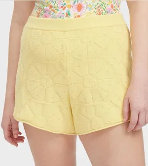 Roller Rabbit X Target Yellow Knit High-Waist Floral-Texture Shorts thumbnail 1
