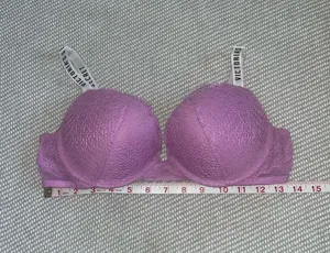 PINK - Victoria's Secret Lace Purple Push Up Padded T Shirt Bra 32B Underwire thumbnail 3