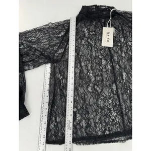 NA-KD Black Lace Blouse 36 US Small 4 Sheer Romantic Grunge Whimsigoth Layering thumbnail 12
