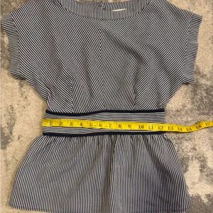 Monteau Navy Blue and White Striped Blouse thumbnail 6