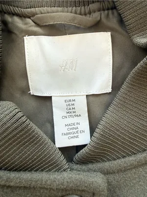 H&M Felted Bomber Jacket Olive Green Size Medium thumbnail 7