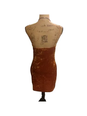 Urban Outfitters Orange Velvet Dress Size Large thumbnail 4