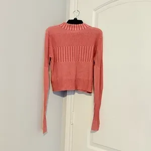 ASOTV American Eagle Ribbed Mock Neck Pullover Pink Salmon Sweater Sz Medium thumbnail 7