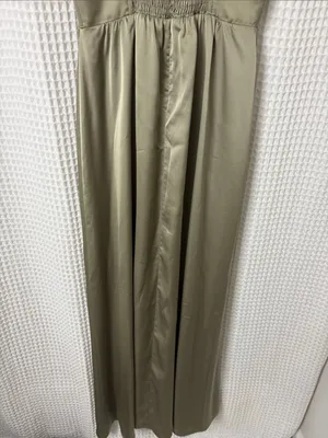 Show Me Your Mumu Nina Maxi Dress in Moss Green Luxe Satin Medium Corset thumbnail 10