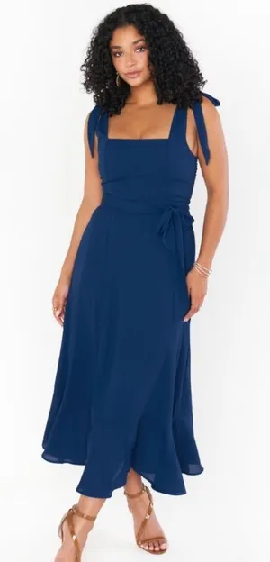 Show Me Your Mumu Claire Midi Dress in Rich‎ Navy Crisp Blue size xs thumbnail 1