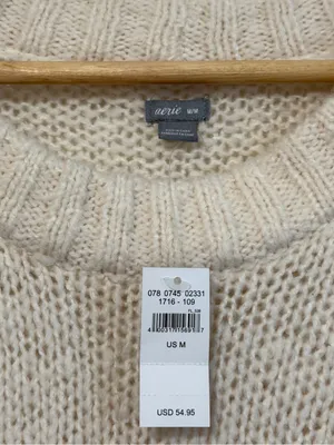 NWT aerie oversized cream sweater size medium pullover sweatshirt NEW thumbnail 3