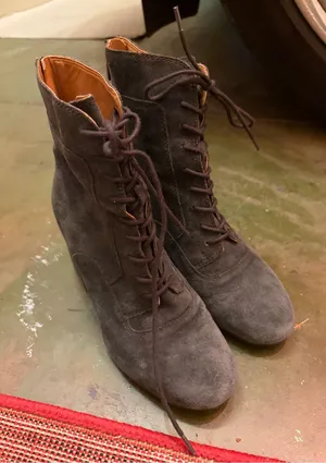 Sarto Leather & Suede Charcoal Gray Lace-Up Combat Ankle Boots Size7 thumbnail 1