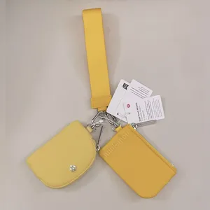 Lululemon NWT Dual Pouch Wristlet Maize Yellow Lemon Wash Card Holder thumbnail 5