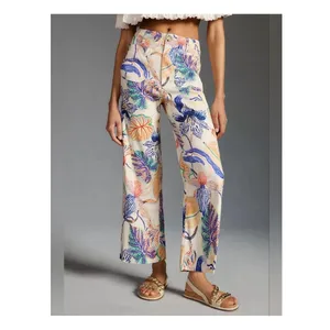 Anthropologie Maeve Sarah Gordon Colette Ankle Cropped Linen Wide Leg Pants 29 thumbnail 3