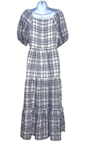Madewell Puff-Sleeve Faux-Wrap Tiered Maxi Dress size‎ 6 thumbnail 3