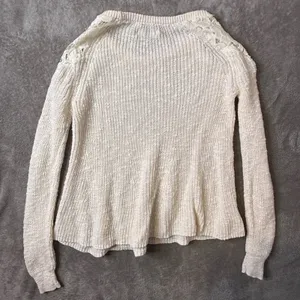 Hollister Textured Knit Sweater Floral Lace Trim Womens S Open Knit Shabby Chic thumbnail 3