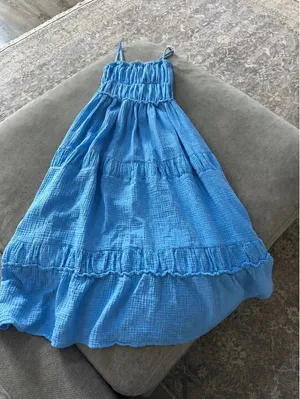 Ocean Drive Blue Gauze Smocked Tiered Maxi Dress Size S thumbnail 3