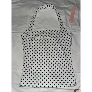 Halter Tank Top Set Solid Black‎ and White Polka Dot Square Neck 2 Pack Black Size XS thumbnail 3