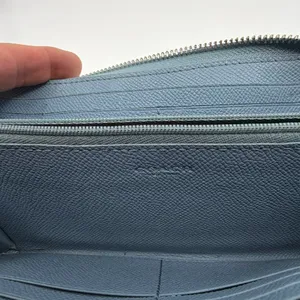 Coach Zip Around Wallet Dusty Blue Pebbled Leather Wallet thumbnail 8