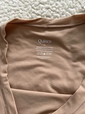 Quince Bodysuit Womens Beige Nude Long Sleeve Crew Neck Snap Size XL thumbnail 4