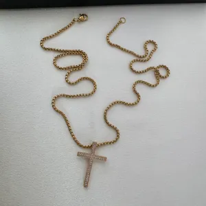 CZ Cross Pendant Necklace for Men Women,Streetwear Punk Hip Hop Unisex Style thumbnail 5