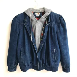 Vintage Dawn 90s denim jacket with built-in hoodie L‎ thumbnail 2