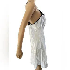 NEW Linea Donatella White Black Silky Satin Bridal Mrs Romantic Lace Slip Dress thumbnail 4