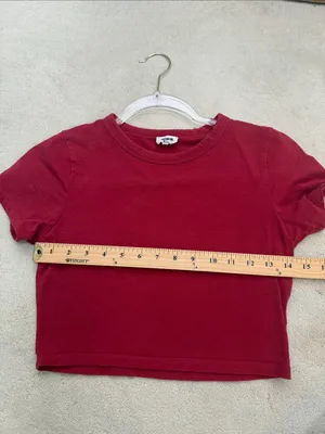 Cotton On Red Cropped Short Sleeve Crew Neck Baby Tee Size Medium thumbnail 4
