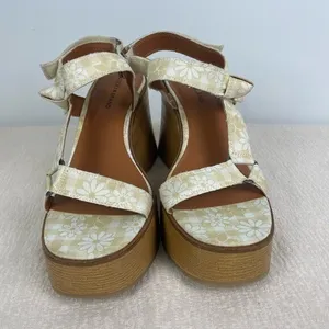 Lucky Brand‎ Buttered Yellow Floral Canvas Demmia Platform Wedge Sandal thumbnail 3