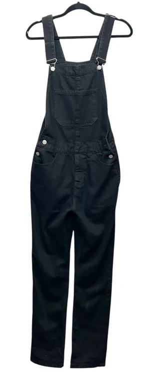 ASOS Womens Black Denim Overalls Small 100% Cotton Farm Country Rodeo Cowgirl thumbnail 1