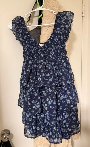 Navy Floral Dress Blue thumbnail 1