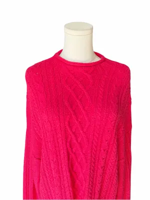 J.Crew - NWT Mockneck Rolled Cable Knit Sweater Raspberry Pink Sz Xl thumbnail 3
