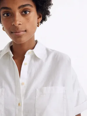 Madewell Off White Short-Sleeve Button-Down Shirt Size Small thumbnail 4