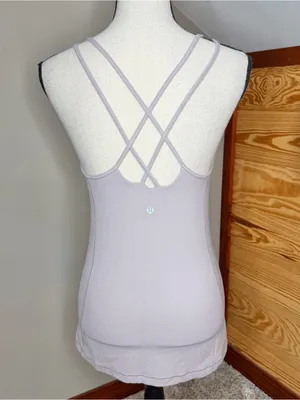 Lululemon Free To Be Tank Top Nulu Smoky Blush Pink 8 W1BFMS Criss Cross Straps thumbnail 2