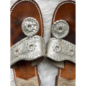 Jack Rogers Women's Gold Metallic Leather Sandals thumbnail 4