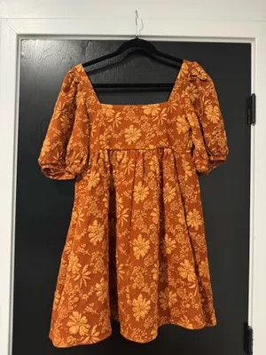 Orange floral mini dress thumbnail 2