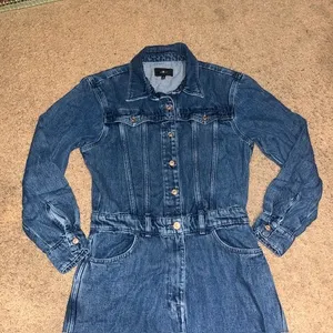 7 For All Mankind‎ Western Denim Jumpsuit Long Sleeve Wide Leg Dolly Blue Medium thumbnail 5