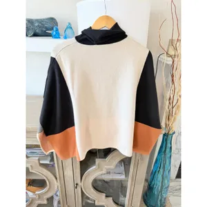 NWT THML Colorblock‎ Poncho Women Black Cream Rust XS thumbnail 4