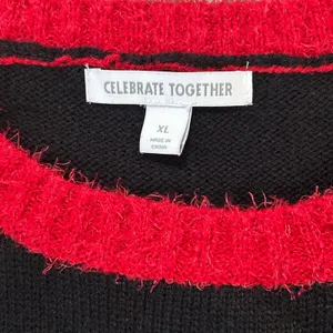 Celebrate Together Santa Mushroom Christmas Sweater Festive Black Sequin XL thumbnail 5