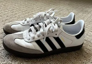 Adidas Sambas OG Classic White Black Grey Women's Size 6.5 Excellent Condition thumbnail 1