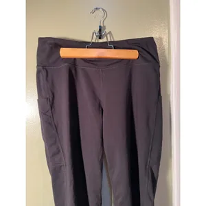 Baleaf Women's Size Large Cropped Wide Leg Leggings Side Pockets Black High Rise thumbnail 2