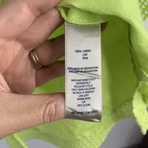 Rafaella Size S Linen Tunic Top Shirt Roll Tab Sleeve Neon Green Button Front thumbnail 5