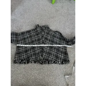 Zara‎ Tweed Turtleneck Cape Poncho Pullover Black and White Size M thumbnail 4