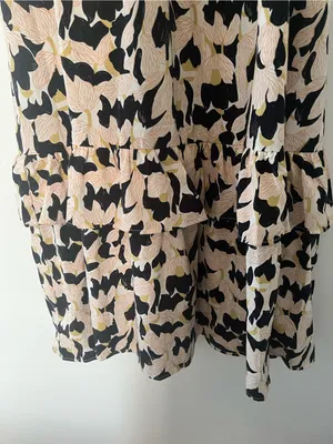 MELLODAY Black Cream Abstract Botanical Maxi Dress Large Resort Vacation Coastal Modest thumbnail 6