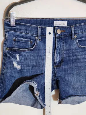 Loft Medium Wash Distressed Cuffed Denim Shorts Size 28 thumbnail 6