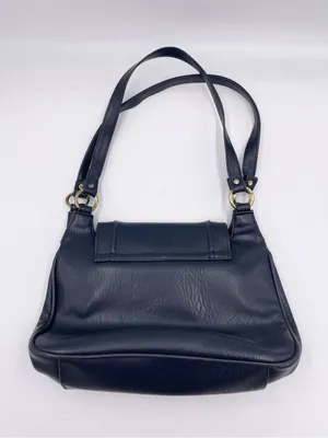 American Vintage Vintage Navy Blue Faux Leather Shoulder Bag Purse Double Handles Minimalist 90s thumbnail 2