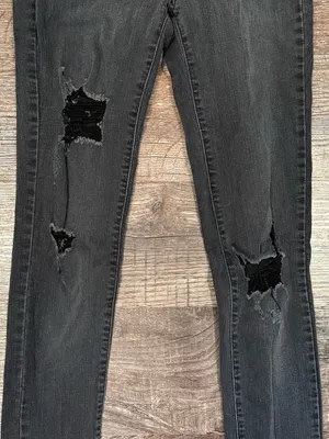 Kancan Women’s Black Gray Distressed Skinny Jeans 23 Waist 31 Inseam Punk Goth thumbnail 2