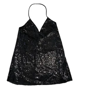 Hugs Black Sequins Halter Back Top/Blouse(Size Black thumbnail 4